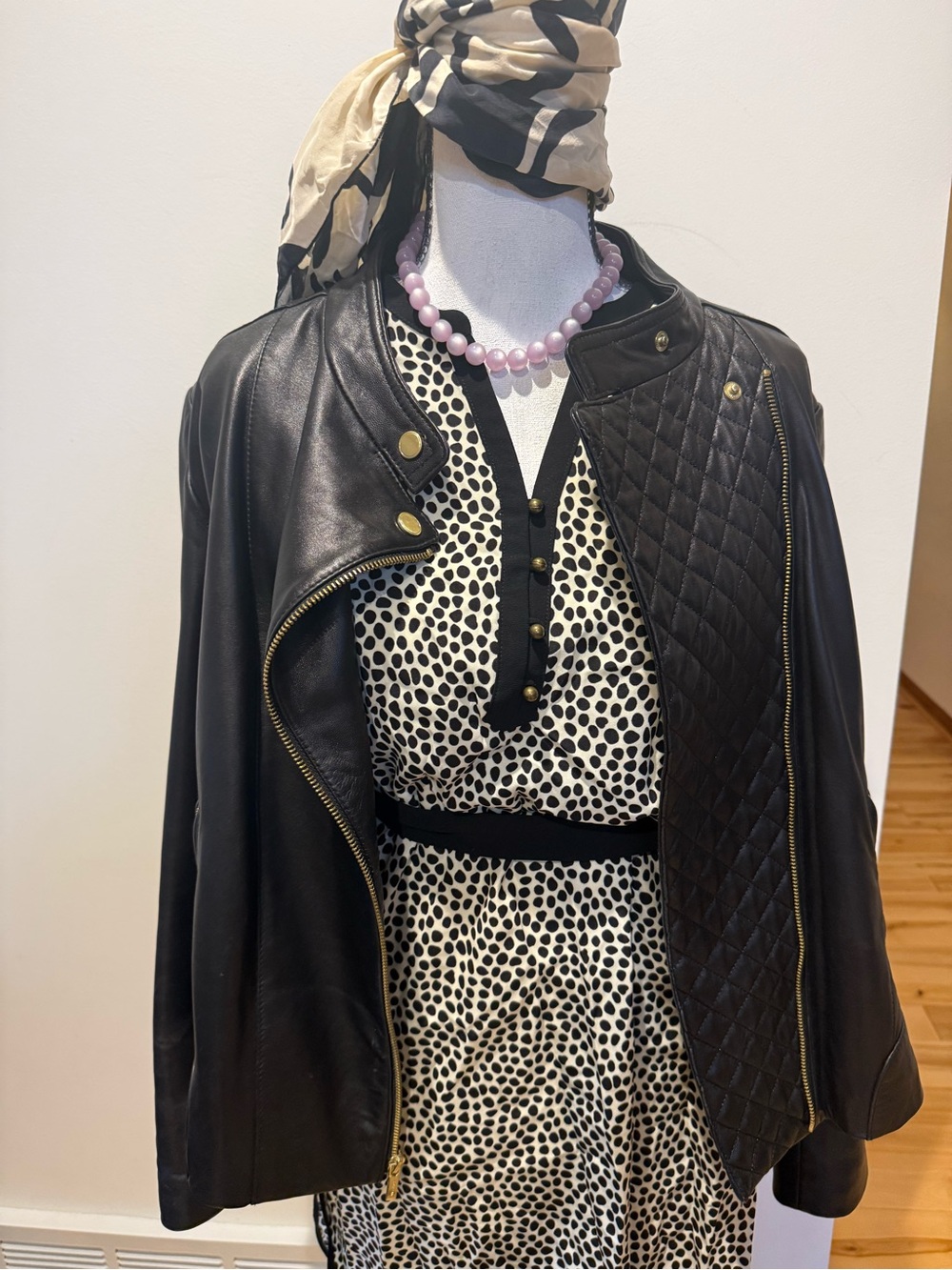 Griffin Paris NWT Cream Dot Wrap Dress with Tie Belt - Picture 13 of 13